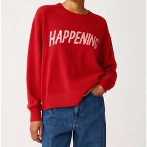 Sandro Sorella Red Happening Graphic Sweater Wool and Cashmere blend